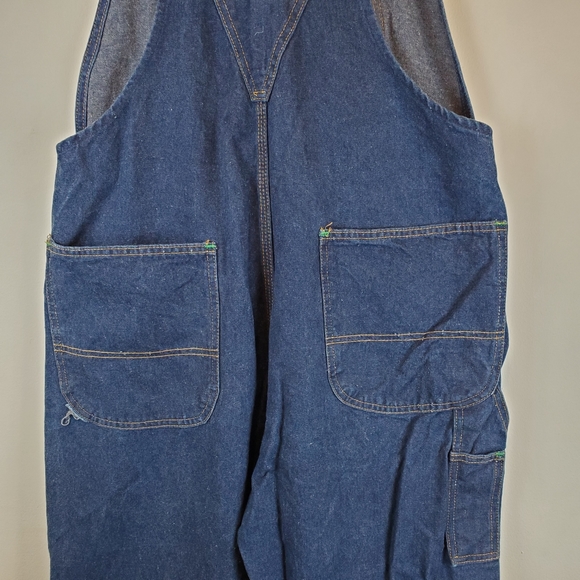 Vintage 80s Wrangler Workwear Carpenter Bibs Overalls Size 38x30 Mens Denim - Picture 10 of 16